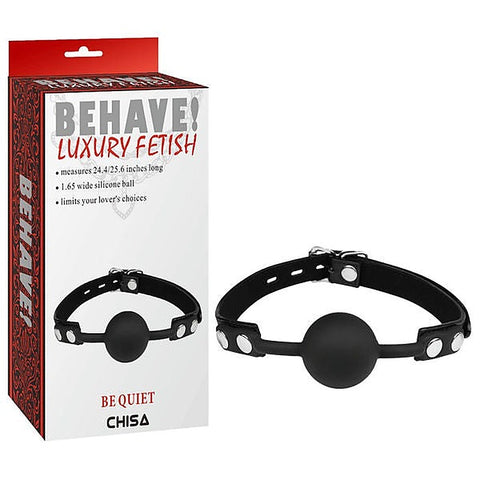 Behave Be Quiet Fully Adjustable Bondage Gag Black - Bondage Gags and Bits