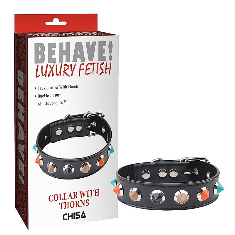 Behave Soft and Smooth Bondage Collar with Thorns - Cuffs And Restraints