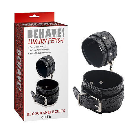 Behave Be Good BDSM Play Ankle Cuffs Black - Cuffs And Restraints