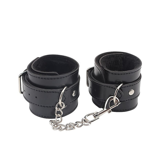 Behave Obey Me Leather Fetish Ankle Cuffs Black - Cuffs And Restraints