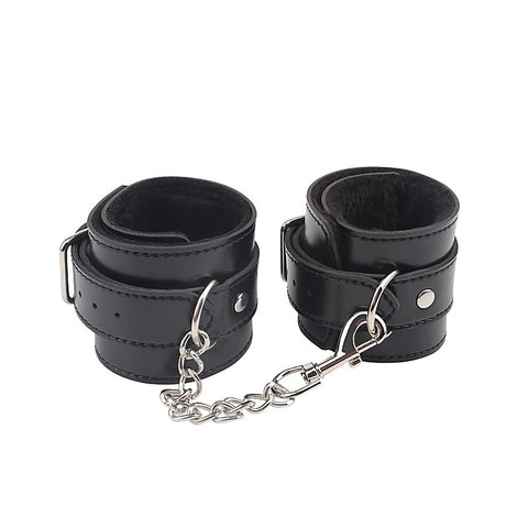 Behave Obey Me Leather Fetish Ankle Cuffs Black - Cuffs And Restraints