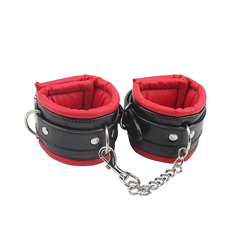 Behave Super Soft BDSM Ankle Cuffs Red / Black - Cuffs And Restraints