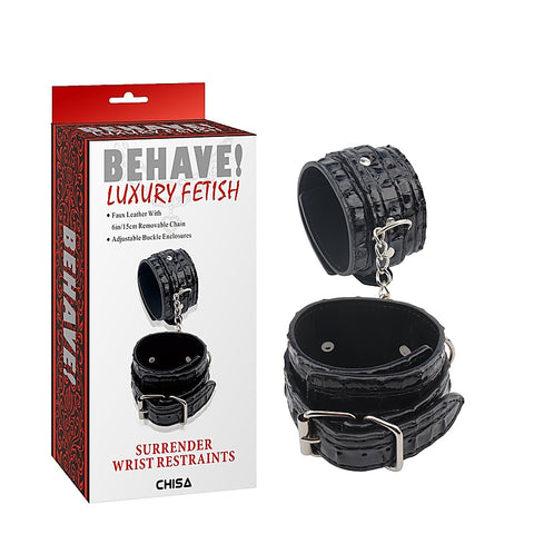 Behave Surrender Adjustable Wrist Restraints Black - Cuffs And Restraints