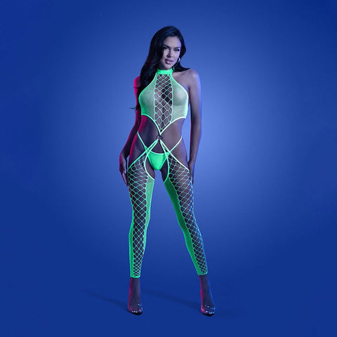 Radiant Allure - Glow UV-Reactive Bodystocking - Bras and Bra Sets