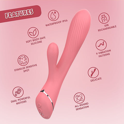 Lust Ripple Coney 9 Function Rabbit Vibrator Pink - Rabbit Vibrators
