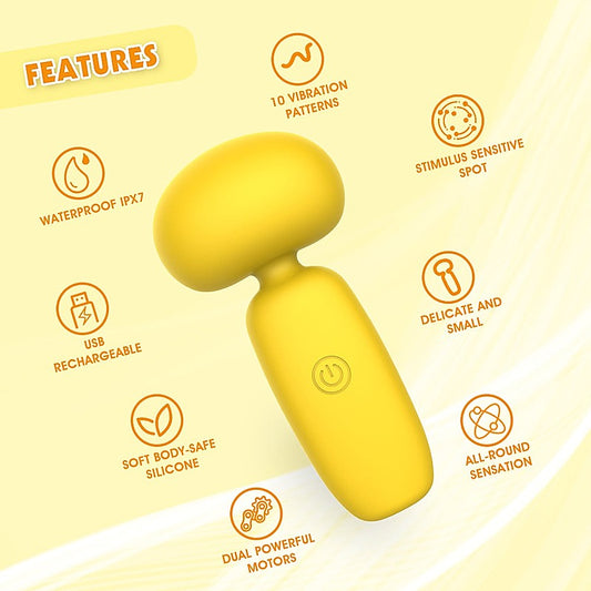 Lust Ripple Buster 10 Function Vibrating Body Wand Massager Yellow