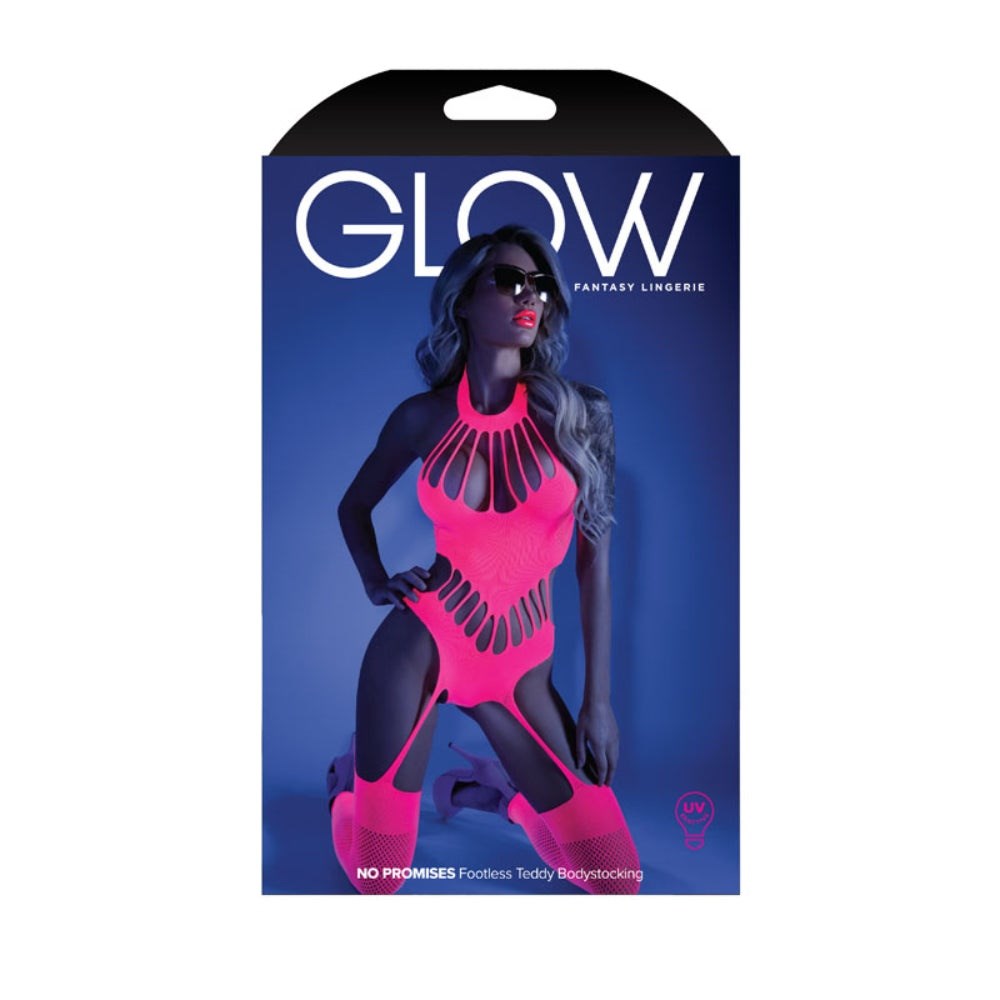 Glow's Radiant Neon Pink Fishnet Bodystocking - - Body Stockings
