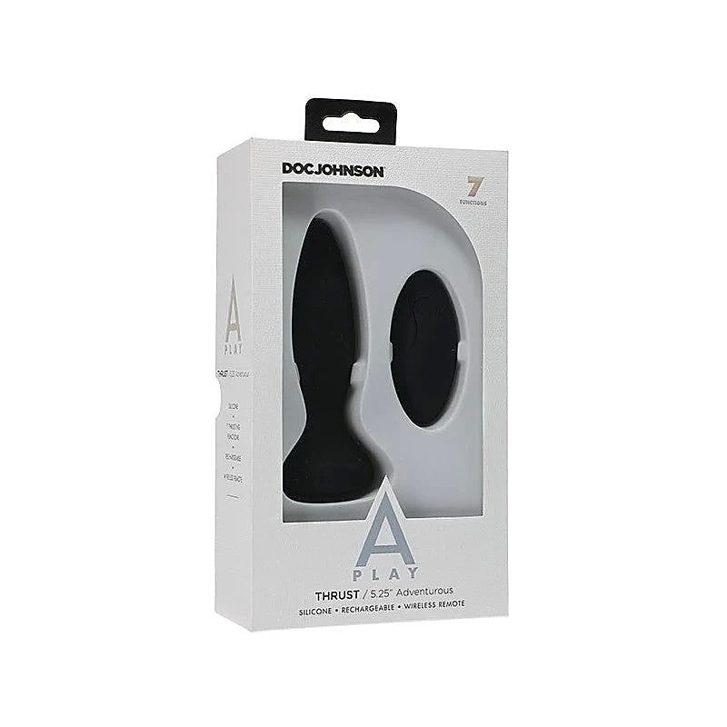 A-Play Thrust Adventurous Rechargeable Remote Control Silicone Anal Plug Black - Butt Plugs