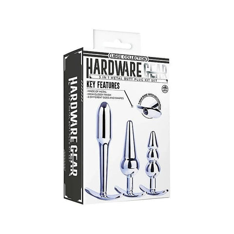Hardware Gear 3 In 1 Metal Butt Plug Kit Set With Pull Ring - Butt Plugs