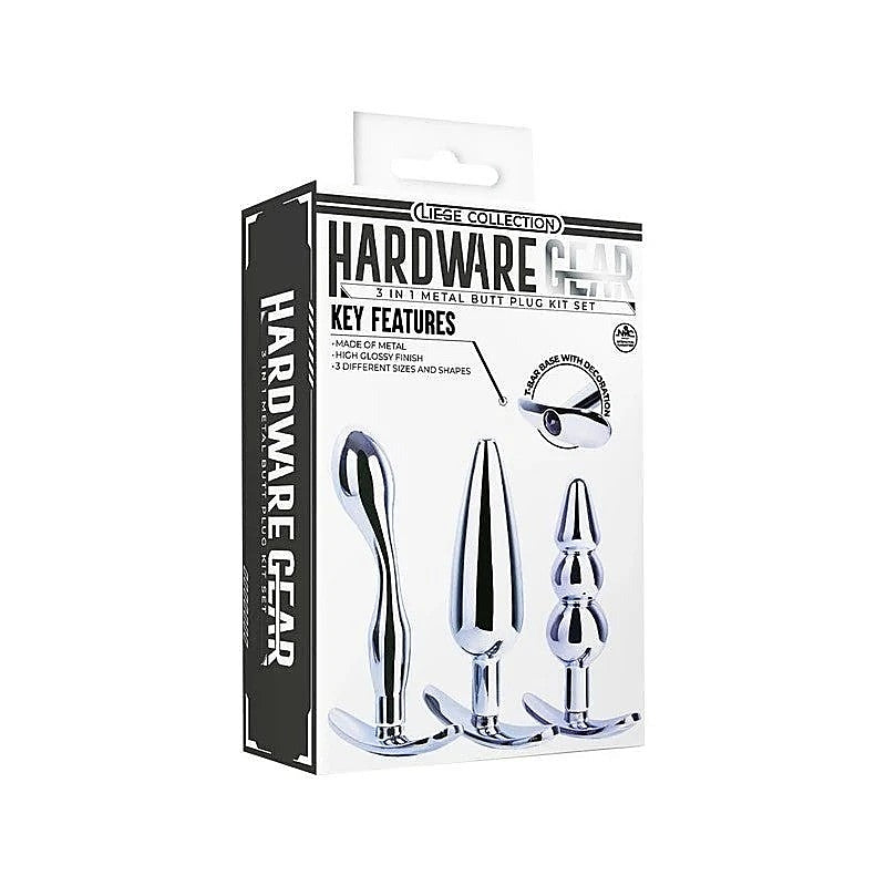 Hardware Gear 3 In 1 High Glossy Finish Metal Butt Plug Kit - Butt Plugs