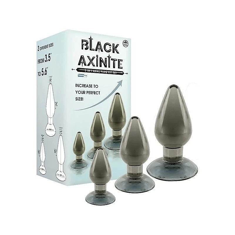 Black Axinite 3-In-1 Anal Plug Kit By Nanma Corporation - Butt Plugs