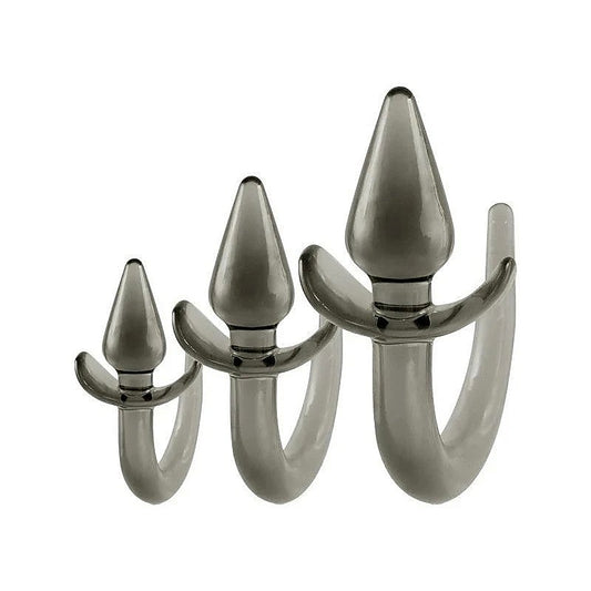 Black Axinite 3 In 1 Unique Design Anal Plug Kit With Tail - Butt Plugs