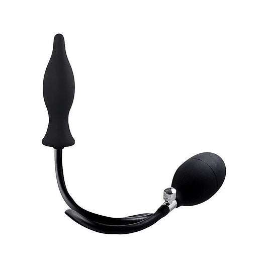 Strafe Inflatable Teardrop Silicone Butt Plug With Pumps Black
