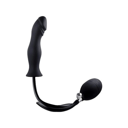 Strafe Inflatable Silicone Penis Shape Butt Plug With Pumps Black