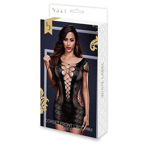 Corset Front Lace Mini Dress By Baci Lingerie - Fancy Dress Ups