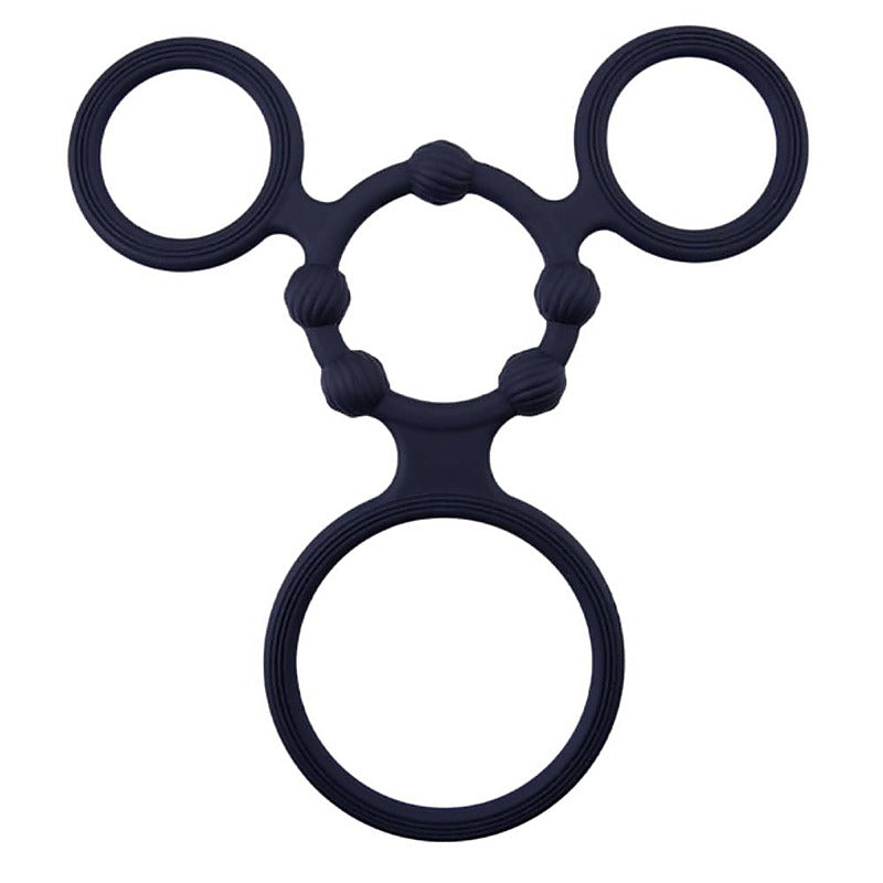 EnduCock Ring Silicone Triple Cock Ring With Ball Stretcher - Ball Stretchers and Crushers