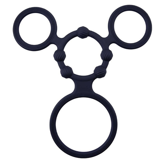 Enduring Silicone Triple Ring With Ball Stretcher - Ball Stretchers and Crushers