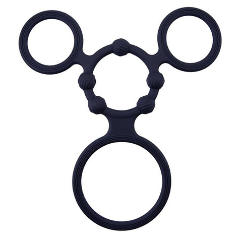 EnduCock Ring Silicone Triple Cock Ring With Ball Stretcher - Ball Stretchers and Crushers