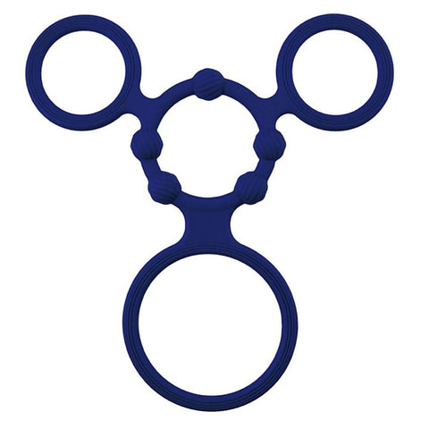 EnduCock Ring Silicone Triple Cock Ring With Ball Stretcher - Ball Stretchers and Crushers