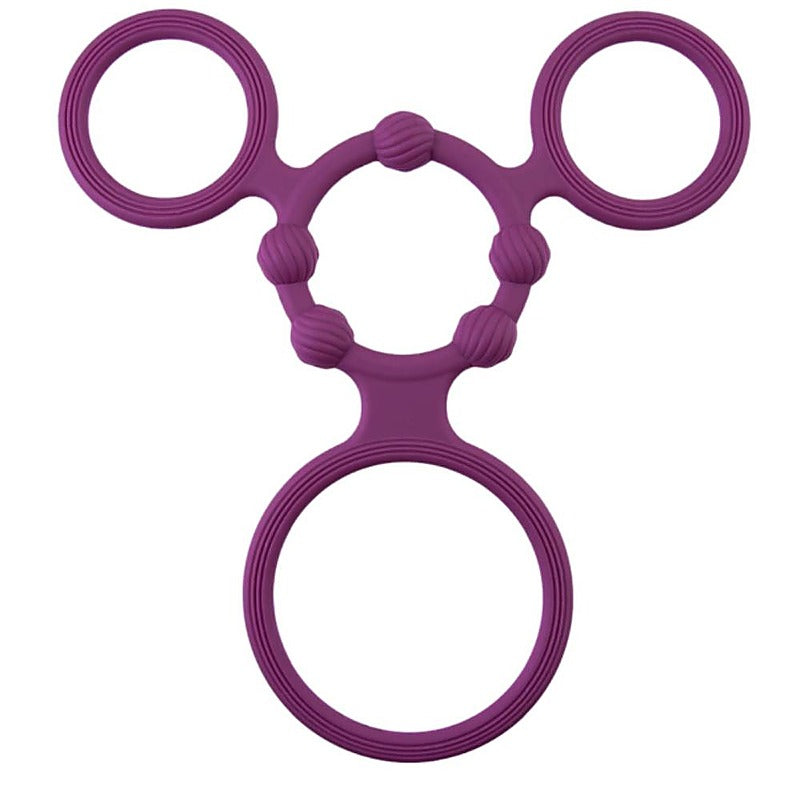 EnduCock Ring Silicone Triple Cock Ring With Ball Stretcher - Ball Stretchers and Crushers