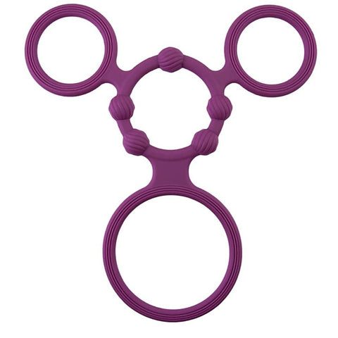 EnduCock Ring Silicone Triple Cock Ring With Ball Stretcher - Ball Stretchers and Crushers