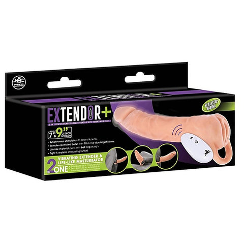 Power Remote Control Vibrating Penis Extendor 9 Inch - Penis Sleeves and Extenders