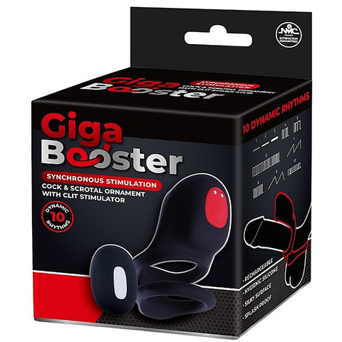 Giga Booster Cock & Scrotal Cock Ring With Clit Stimulator - Vibrating Cock Rings