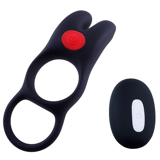 Giga Booster Vibrating Cock & Scrotal Ring With Clit Stimulator Black - Vibrating Cock Rings