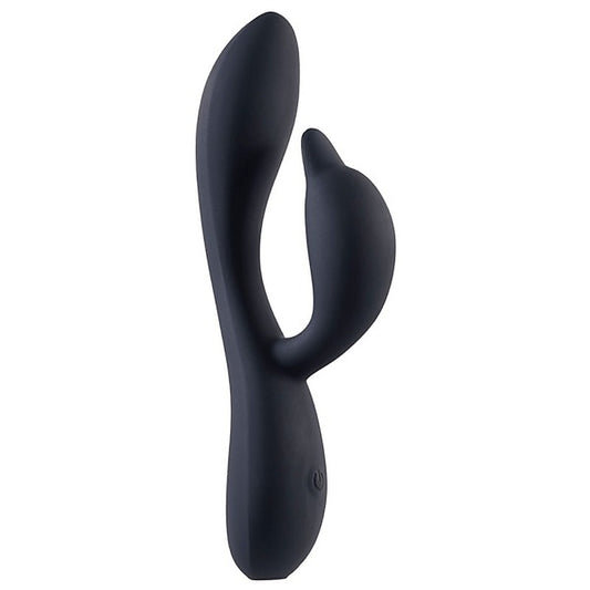 Deep Romance Dual Motor Rabbit Style G Spot Silicone Vibrator Black