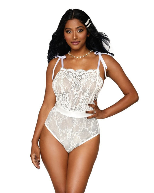 Dreamgirl Stretch Lace and Stretch Mesh Womens Teddy - Teddies and Bodysuits