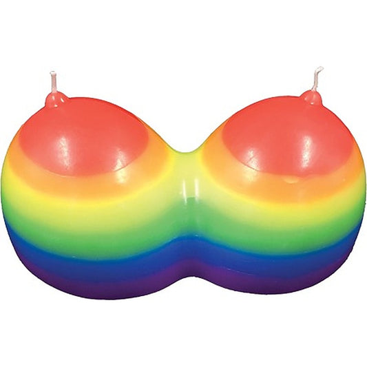 Rainbow Jumbow Boobie Shape Novelty Candle By Hott Products - Party Gifts and Novelties