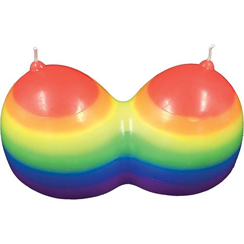 Rainbow Jumbow Boobie Shape Novelty Candle By Hott Products - Party Gifts and Novelties