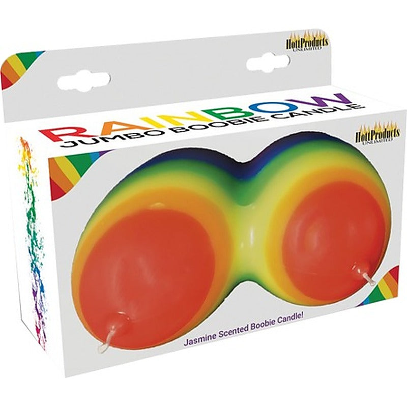 Rainbow Jumbow Boobie Shape Novelty Candle By Hott Products - Party Gifts and Novelties