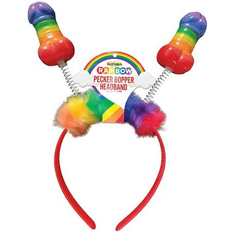 Rainbow Pecker Shape Bopper Headband By Hott Products - Party Gifts and Novelties