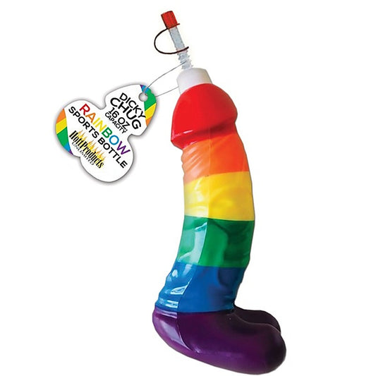 Rainbow Dicky Chug Novelty Sports Bottle By Hott Products - Party Gifts and Novelties