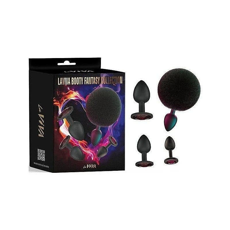 La Viva Booty Fantasy Diamond Butt Plug Collection 4 Piece Black - Butt Plugs