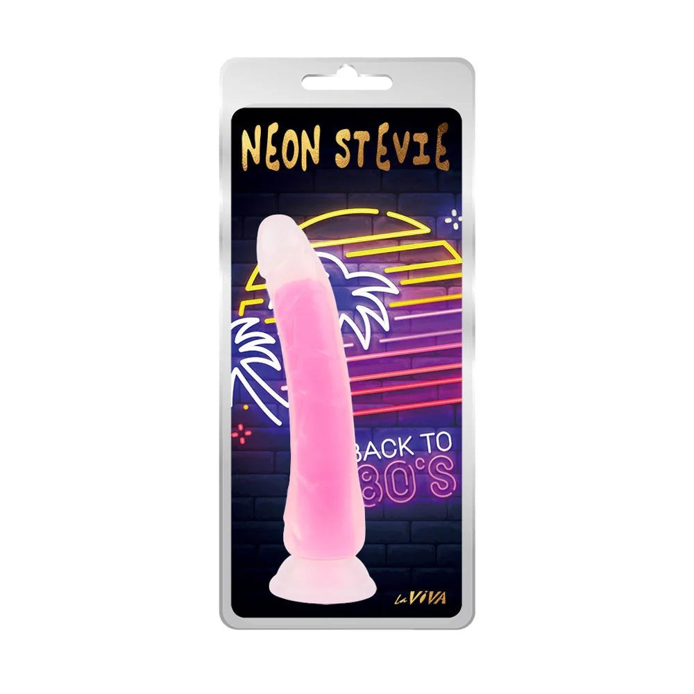 Neon Stevie 8.4 Inches Suction Realistic Silicone Dildo Plus Free Clean Vibe - Realistic Dildos