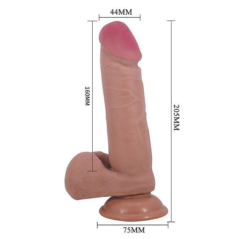 Pretty Love Sliding Skin Series Suction Cup Realistic Dildo Tan - Realistic Dildos