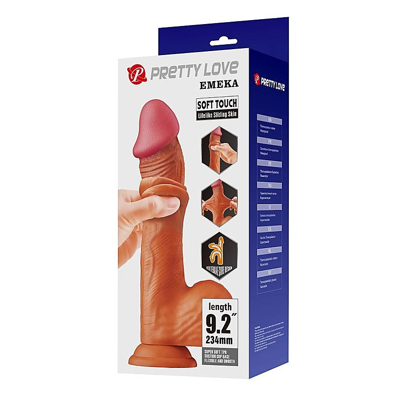 Pretty Love Sliding Skin Series Suction Cup Realistic Dildo Tan - Realistic Dildos
