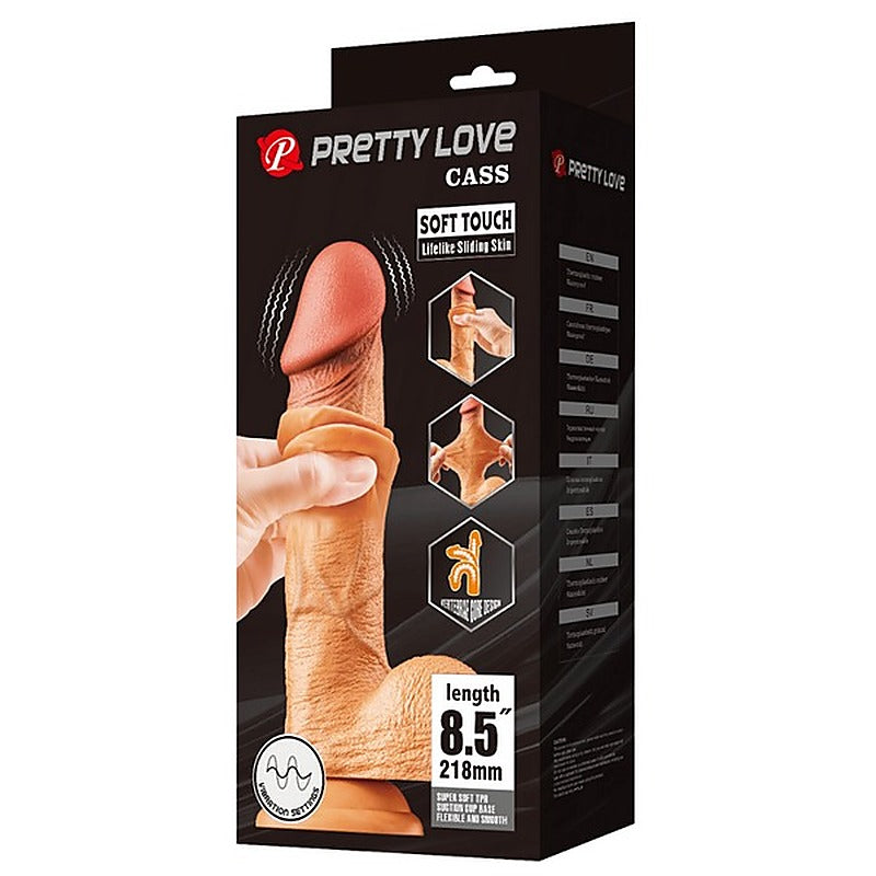 Pretty Love Sliding Skin Series Realistic Vibrating Dong 8.5 Inch Flesh - Realistic Dildos