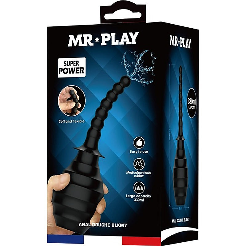 Mr Play Anal Douche BLKM7 With Flexible Nozzle Black - Enemas and Douches