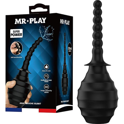 Mr Play Anal Douche BLKM7 With Flexible Nozzle Black - Enemas and Douches