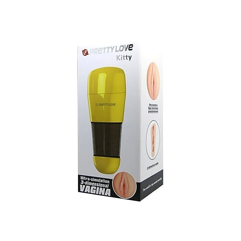 Pretty Love Kitty Vagina Automatic Male Masturbator Gold - Masturbators and Strokers