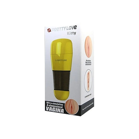 Pretty Love Kitty Vagina Automatic Male Masturbator Gold - Masturbators and Strokers