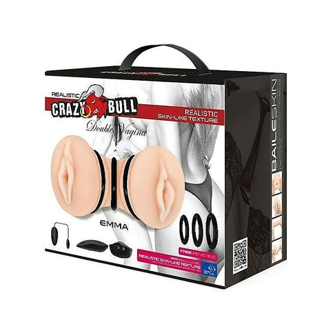 Crazy Bull Emma Double Vagina Vibrating Mens Stroker Flesh