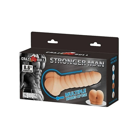 Crazy Bull Stronger Man 8.6 Inches Vibrating Mens Masturbator Flesh - Masturbators and Strokers