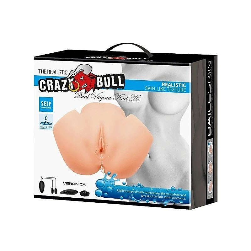 Crazy Bull Veronica Dual Vagina & Ass Vibrating Mens Masturbator Flesh - Realistic Butts And Vaginas