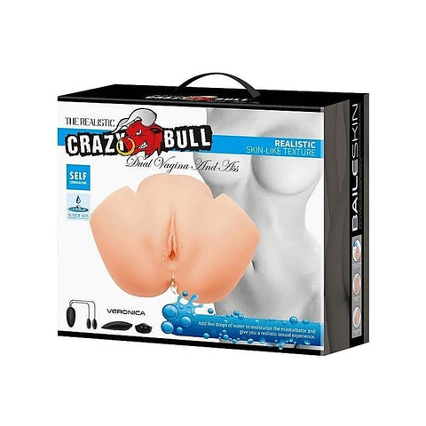 Crazy Bull Veronica Dual Vagina & Ass Vibrating Mens Masturbator Flesh - Realistic Butts And Vaginas
