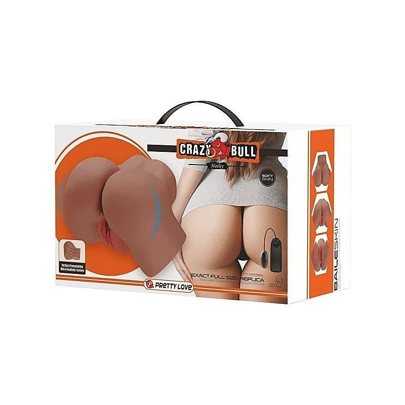 Crazy Bull Hailey Double Entry Realistic Vibrating Male Masturbator Tan - Realistic Butts And Vaginas