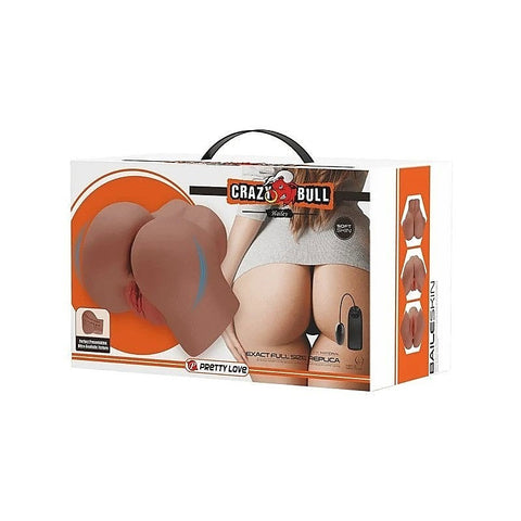 Crazy Bull Hailey Double Entry Realistic Vibrating Male Masturbator Tan - Realistic Butts And Vaginas